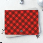 Goud Vrolijk Kerstfeest | Rood geruite foto Feestdagenkaart