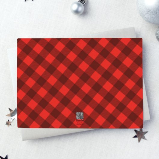 Goud Vrolijk Kerstfeest | Rood geruite foto Feestdagenkaart