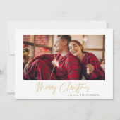 Goud Vrolijk Kerstfeest | Rood geruite foto Feestdagenkaart (Voorkant)