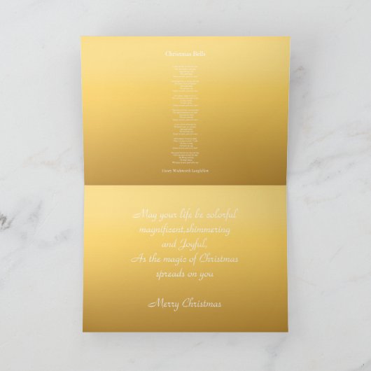 Goud Vrolijk Kerstfeest Sneeuwvlokken + gedicht Feestdagen Kaart (Binnen)