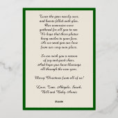 Goud Vrolijk Kerstfeest, vier afbeeldingen, Paarse Folie Feestdagenkaart (Achterkant)