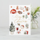 Goud Vrolijk Kerstgroet Gezellige Winter Collage Feestdagenkaart (Staand voorkant)