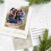 Goud Vrolijk Kerstmis Elegant Kalligrafie Script Folie Feestdagen Briefkaart