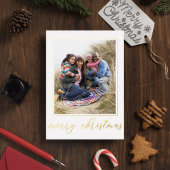 Goud Vrolijk Kerstmis Elegant Kalligrafie Script Folie Feestdagen Briefkaart