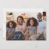 Goud Vrolijk Kerstmis elegant script eenvoudige fo Feestdagenkaart (Voorkant)