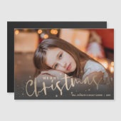 Goud Vrolijk Kerstmis Foto Magnetische Kaart (Voorkant / Achterkant)