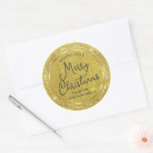 Goud Vrolijk Kerstmis Gepersonaliseerd Ronde Sticker (Envelop)