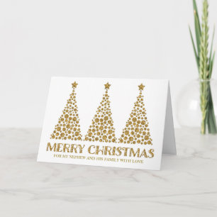 Goud Vrolijk Kerstmis Neef en Familie Feestdagen Kaart
