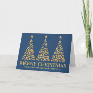 Goud Vrolijk Kerstmis Nicht en Familie Feestdagen Kaart