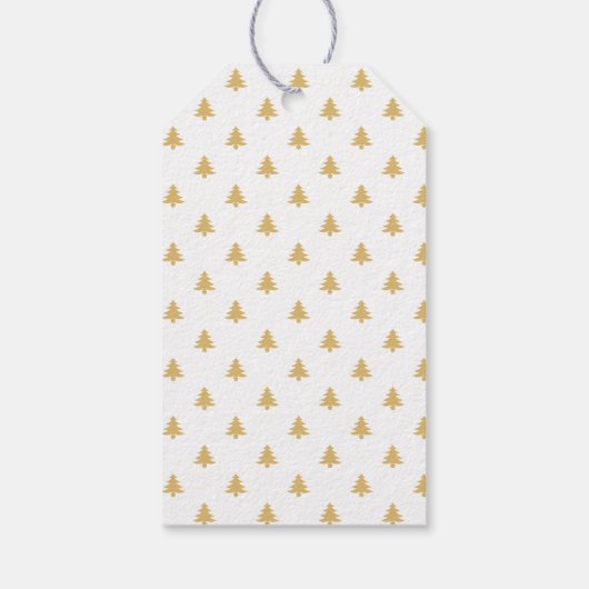 Goud Vrolijk Kerstmis Script Kerstbomen Cadeaulabel (Achterkant)