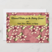 Goud Vrolijk Kerstrood Poinsettia en Sneeuwvlokken Feestdagenkaart (Achterkant)