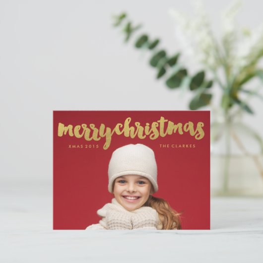 Goud Vrolijk Kerstverhaal Handschrift Feestdagenkaart (Staand voorkant)