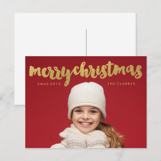 Goud Vrolijk Kerstverhaal Handschrift Feestdagenkaart (Voorkant / Achterkant)