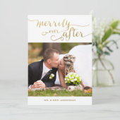 Goud vrolijk ooit na | Vakantiefotokaart Feestdagenkaart (Staand voorkant)