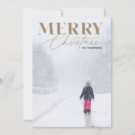 Goud Vrolijk Script Serif Kerstmis Portret Foto Feestdagenkaart