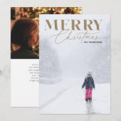 Goud Vrolijk Script Serif Kerstmis Portret Foto Feestdagenkaart (Voorkant / Achterkant)