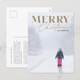 Goud Vrolijk Script Serif Kerstmis Portret Foto Feestdagenkaart