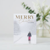 Goud Vrolijk Script Serif Kerstmis Portret Foto Feestdagenkaart (Staand voorkant)