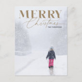 Goud Vrolijk Script Serif Kerstmis Portret Foto Feestdagenkaart (Voorkant)