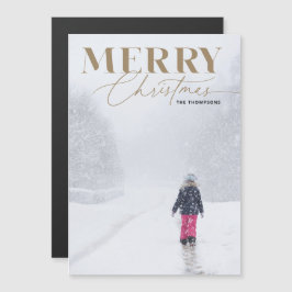 Goud Vrolijk Script Serif Kerstmis Portret Foto Magnetische Uitnodiging