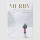 Goud Vrolijk Script Serif Kerstmis Portret Foto Magnetische Uitnodiging (Voorkant)