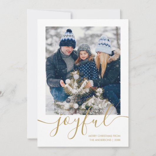 Goud Vrolijke Vrolijke Kerstmisfoto Feestdagenkaart (Voorkant)