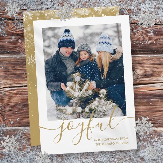 Goud Vrolijke Vrolijke Kerstmisfoto Feestdagenkaart