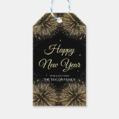 Goud Vuurwerk 2024 Gelukkig Nieuwjaar Cadeaulabel (Voorkant)