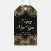 Goud Vuurwerk 2024 Gelukkig Nieuwjaar Cadeaulabel (Achterkant)