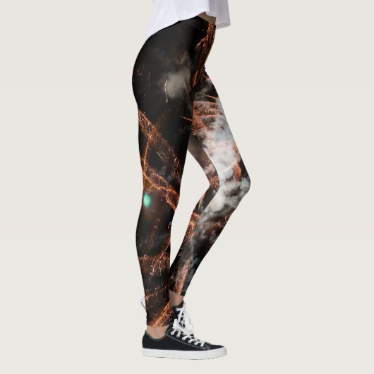 Goud vuurwerk abstracte gouden zwarte rook leggings (Rechts)