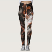 Goud vuurwerk abstracte gouden zwarte rook leggings (Voorkant)