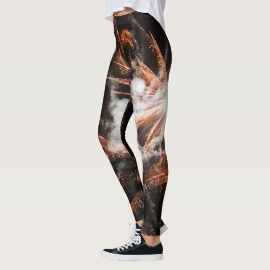 Goud vuurwerk abstracte gouden zwarte rook leggings (Links)