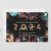 Goud Vuurwerk Oud en Nieuw Feest Uitnodiging (Voorkant)