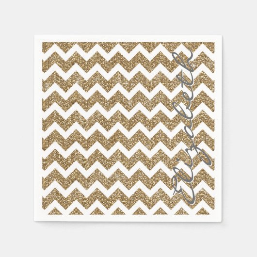 Goud-waszigzag-effecten van meisjes servet (Voorkant)