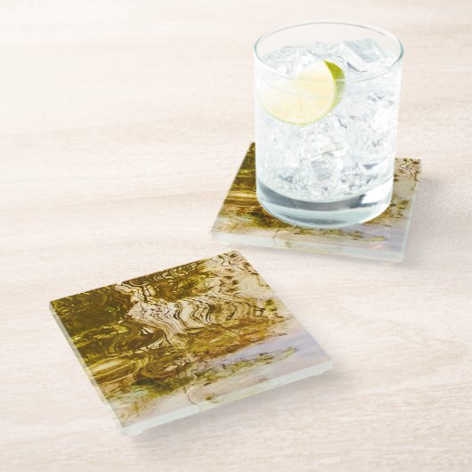 Goud water onderzetter glazen onderzetter (Schuin)