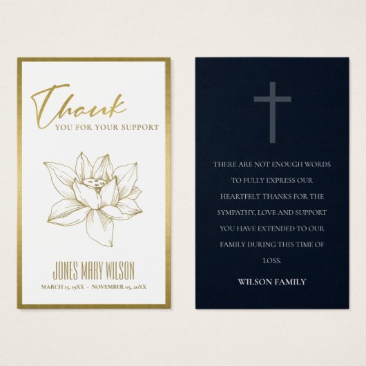 GOUD WATER SYMPATHY MEMORIAL DANK JE KAART (Voorkant /achterkant)