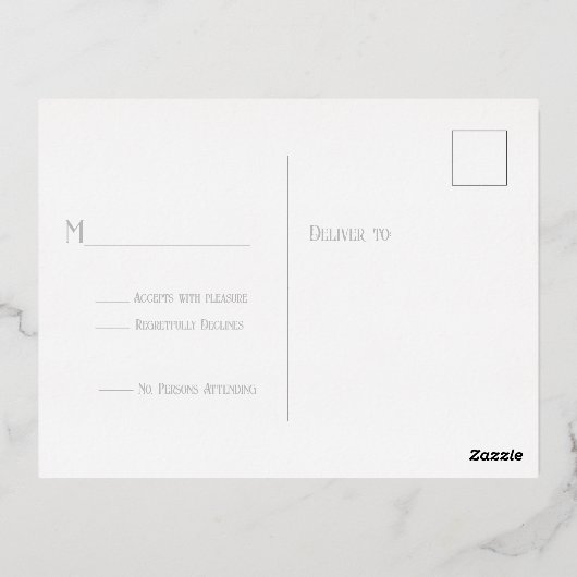 Goud Watervalgordijn RSVP Folie Uitnodiging Briefkaart (Achterkant)