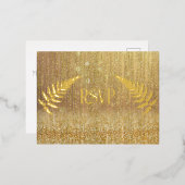 Goud Watervalgordijn RSVP Folie Uitnodiging Briefkaart (Voorkant / Achterkant)
