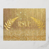 Goud Watervalgordijn RSVP Folie Uitnodiging Briefkaart (Voorkant)