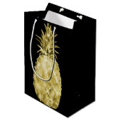 Goud Waterverf Ananas Medium Cadeauzakje (Voorkant Gekanteld)