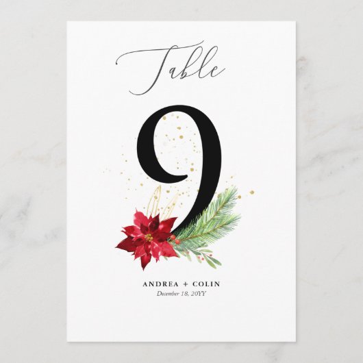 Goud Waterverf en feestdag Botanisch Tabel nummer Programmakaart (Achterkant)