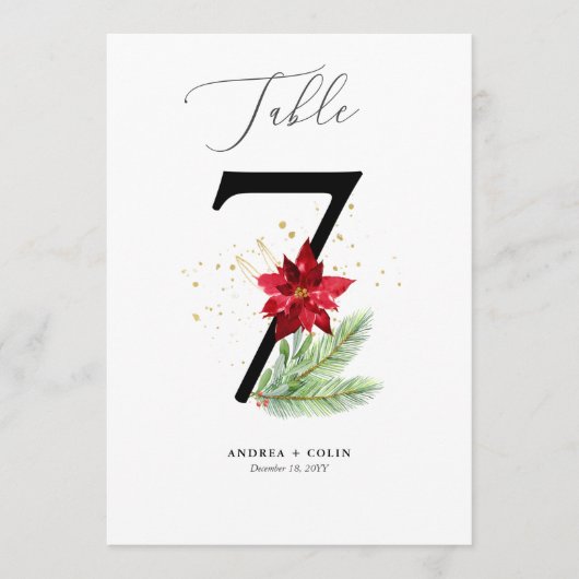 Goud Waterverf en feestdag Botanisch Tabel Nummer  Programmakaart (Voorkant)