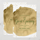 Goud waterverf penseelstreek bij witte opening kaart (Voorkant / Achterkant)