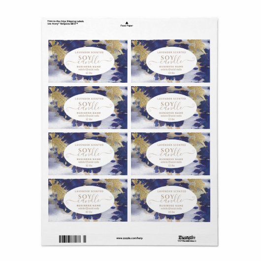 Goud waterverf-script zuskaars-label etiket (Full Sheet)