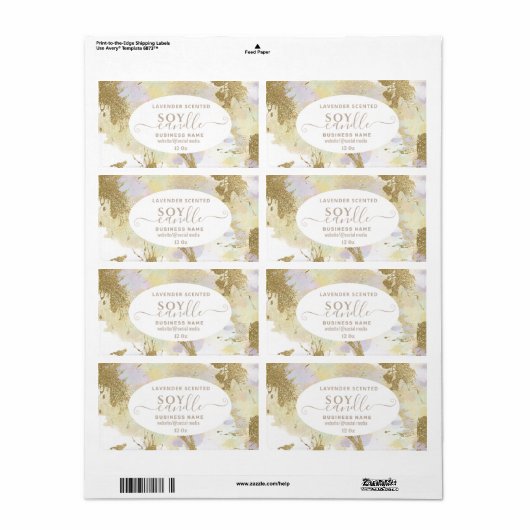 Goud waterverf-script zuskaars-label etiket (Full Sheet)