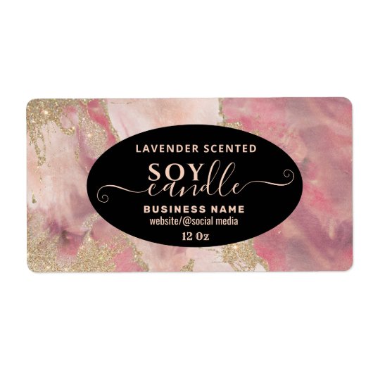 Goud waterverf-script zuskaars-label etiket (Voorkant)