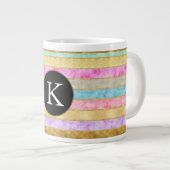 Goud Waterverf Stripes Monogram Grote Koffiekop (Voorkant rechts)