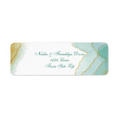 Goud Waterverf Turquoise Retouradres Etiket (Voorkant)