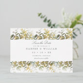 Goud waterverf verlaat sparen de datum briefkaart (Staand Voorkant)