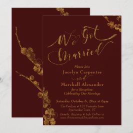Goud We Got Married met Botanicals, Burgundy Kaart